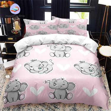 Housse de Couette Éléphant Rose